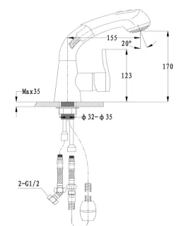 Смеситель для кухни GranFest  3773 графит